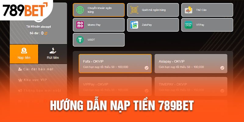 Hướng dẫn nạp tiền 789BET